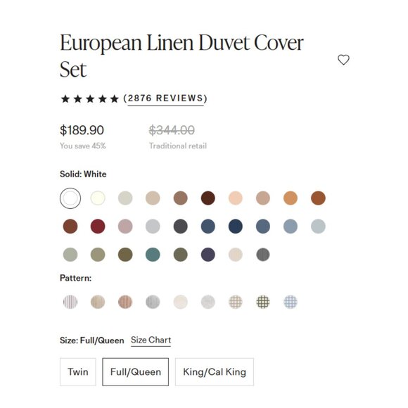 NWOT QUINCE European Linen Duvet Cover Set Full/Queen White 5⭐ Reviews $189 - Picture 3 of 6